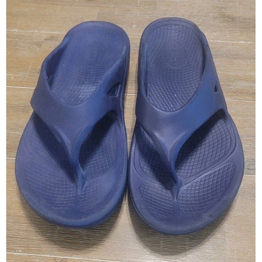 OOFOS Sport Recovery Sandals Flip Flops Comfort Navy Blue Mens Size 11 Wmns 13